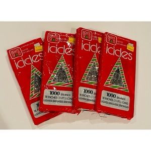 4 New Packs Vintage Brite Star Silver Icicles 18” 1000 Strands Retro Christmas